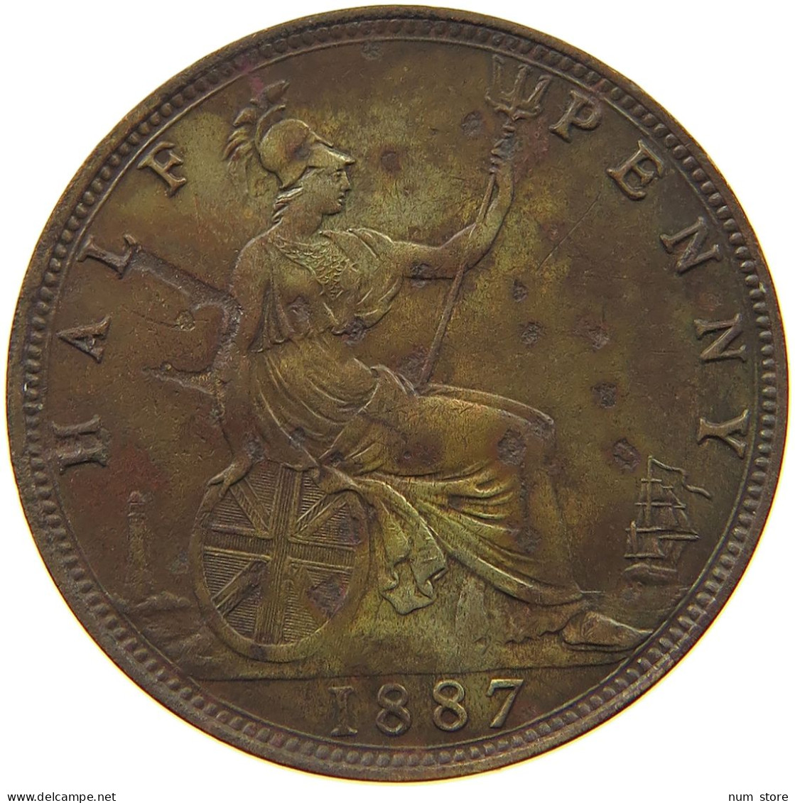 GREAT BRITAIN HALFPENNY 1887 Victoria 1837-1901 #a036 0815 - C. 1/2 Penny
