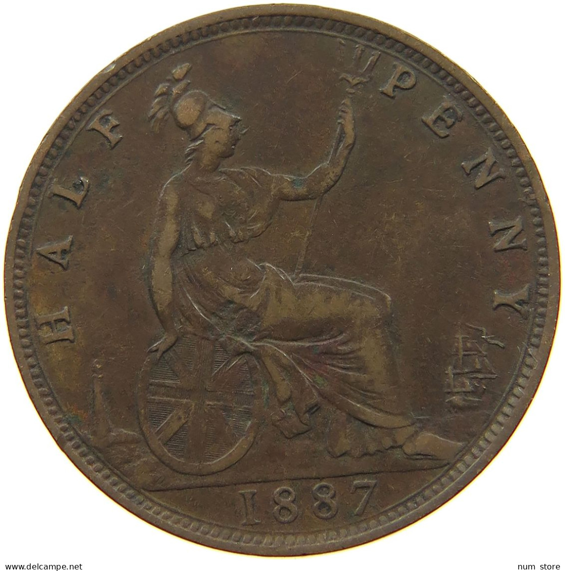 GREAT BRITAIN HALFPENNY 1887 Victoria 1837-1901 #a011 0379 - C. 1/2 Penny