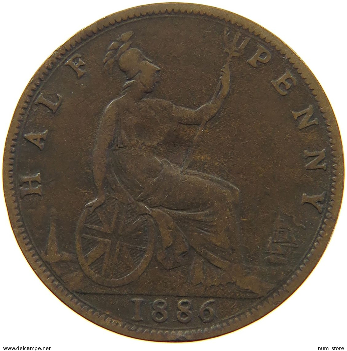 GREAT BRITAIN HALFPENNY 1886 Victoria 1837-1901 #s013 0053 - C. 1/2 Penny