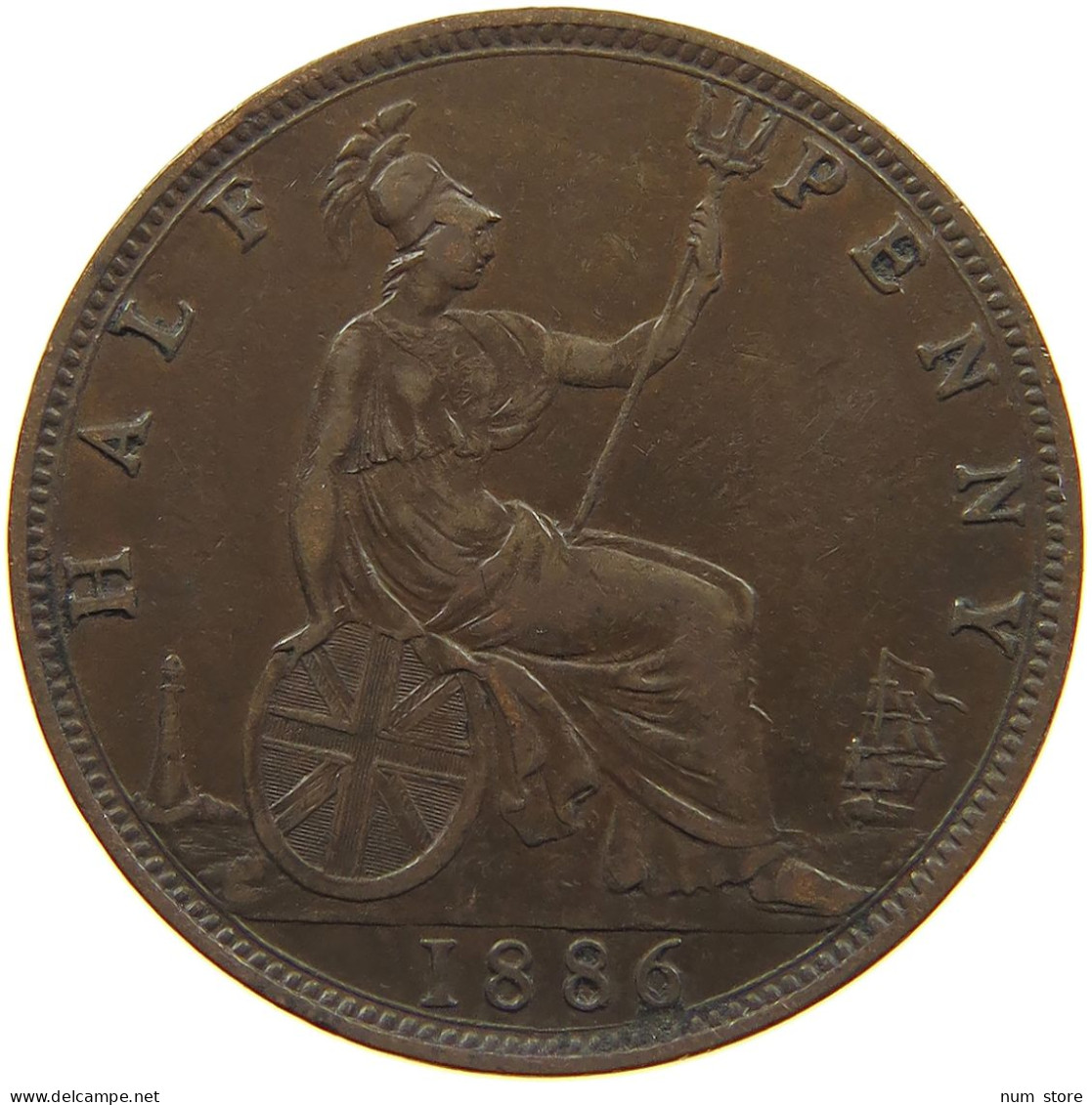 GREAT BRITAIN HALFPENNY 1886 Victoria 1837-1901 #c018 0137 - C. 1/2 Penny