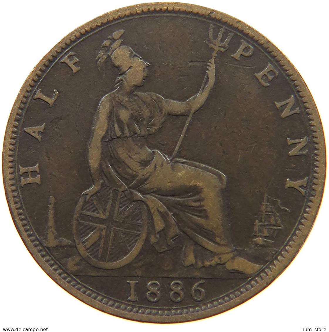 GREAT BRITAIN HALFPENNY 1886 Victoria 1837-1901 #a058 0071 - C. 1/2 Penny