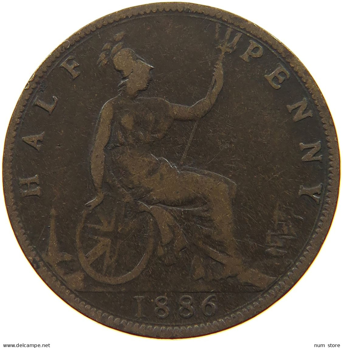 GREAT BRITAIN HALFPENNY 1886 Victoria 1837-1901 #a010 0487 - C. 1/2 Penny