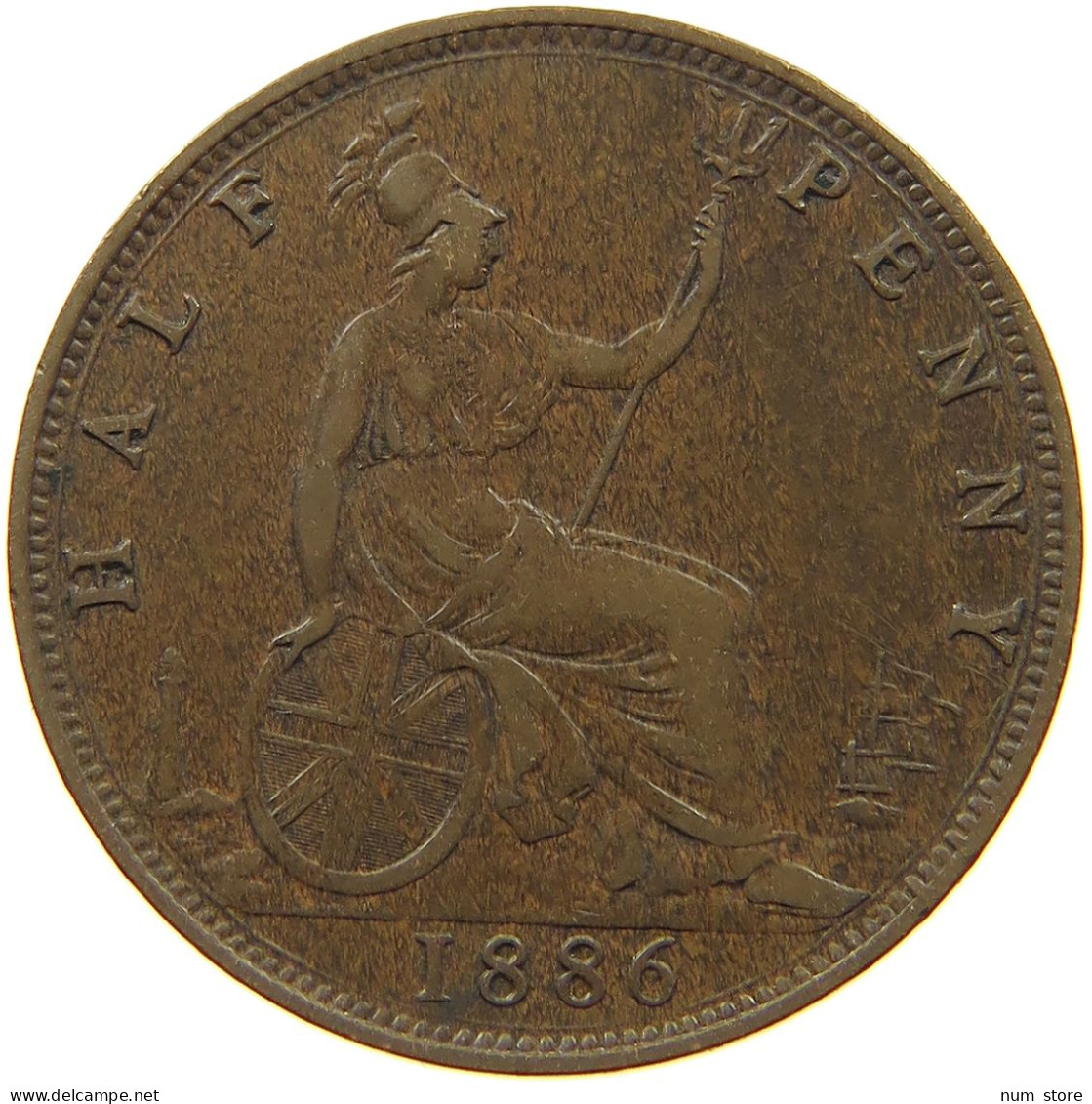 GREAT BRITAIN HALFPENNY 1886 Victoria 1837-1901 #a010 0483 - C. 1/2 Penny