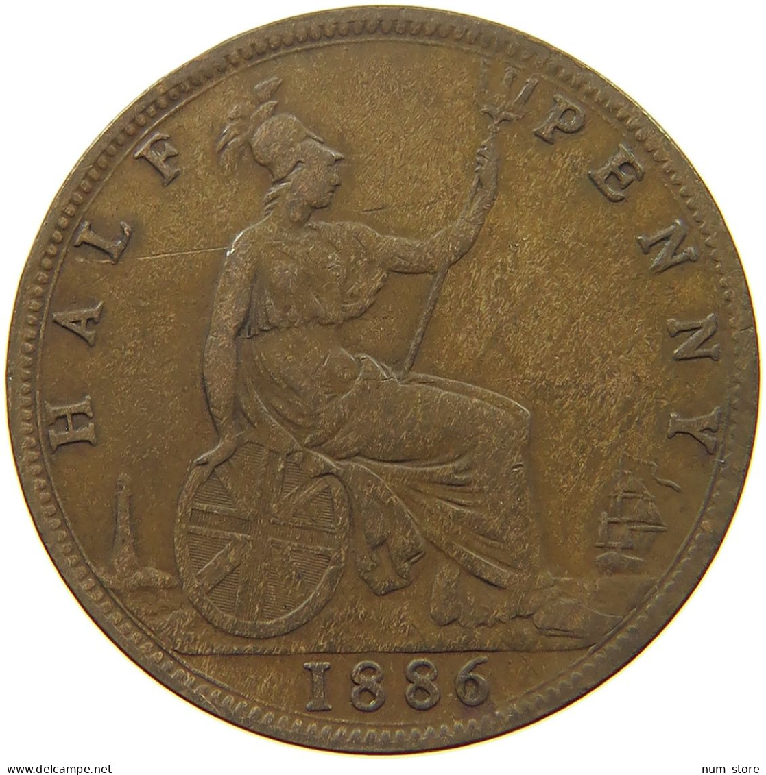 GREAT BRITAIN HALFPENNY 1886 Victoria 1837-1901 #a002 0427 - C. 1/2 Penny