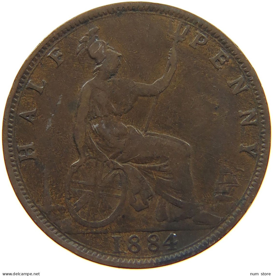 GREAT BRITAIN HALFPENNY 1884 Victoria 1837-1901 #c015 0279 - C. 1/2 Penny