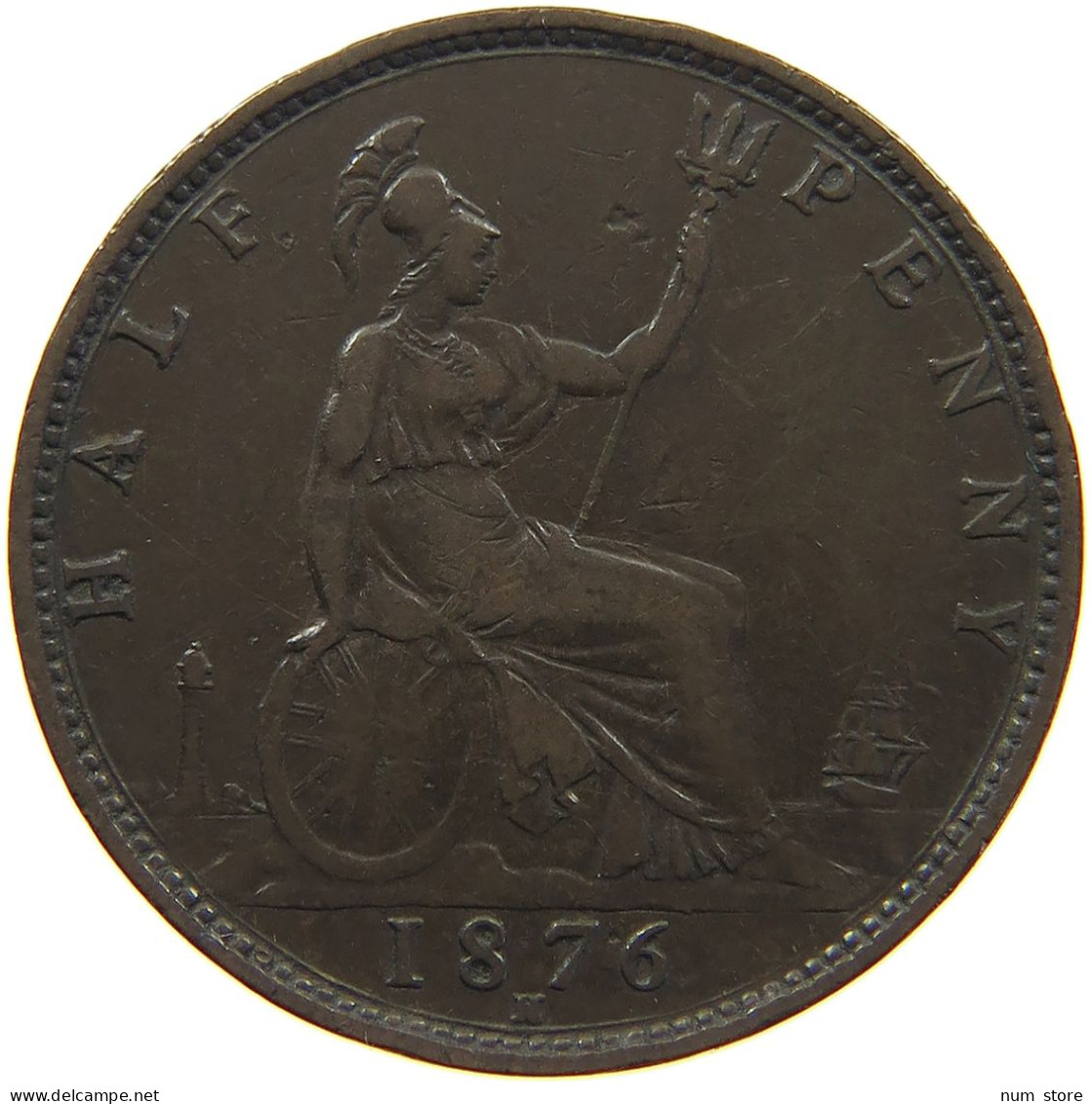 GREAT BRITAIN HALFPENNY 1876 H Victoria 1837-1901 #c018 0139 - C. 1/2 Penny