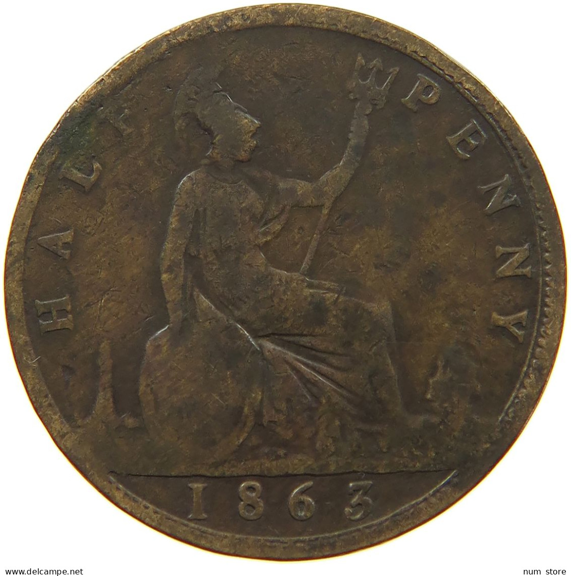 GREAT BRITAIN HALFPENNY 1863 Victoria 1837-1901 #a058 0075 - C. 1/2 Penny