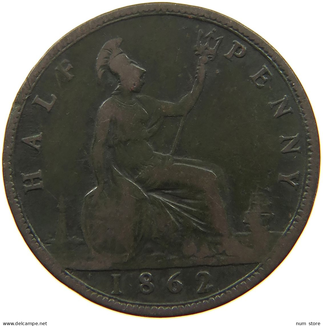 GREAT BRITAIN HALFPENNY 1862 Victoria 1837-1901 #a010 0549 - C. 1/2 Penny