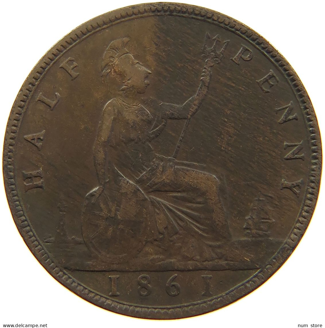 GREAT BRITAIN HALFPENNY 1861 Victoria 1837-1901 #a066 0267 - C. 1/2 Penny