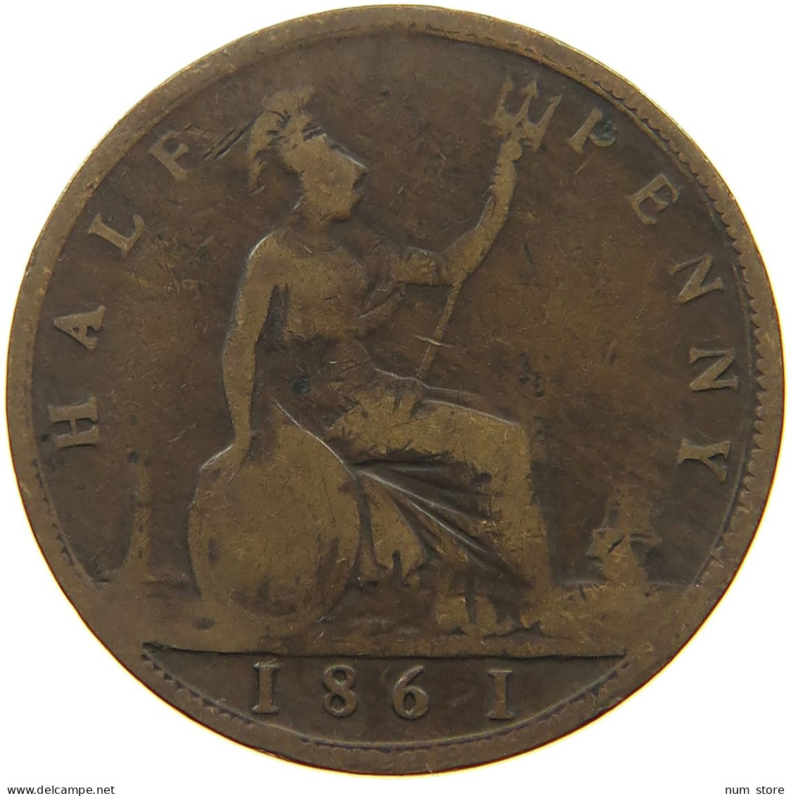 GREAT BRITAIN HALFPENNY 1861 Victoria 1837-1901 #a011 0395 - C. 1/2 Penny