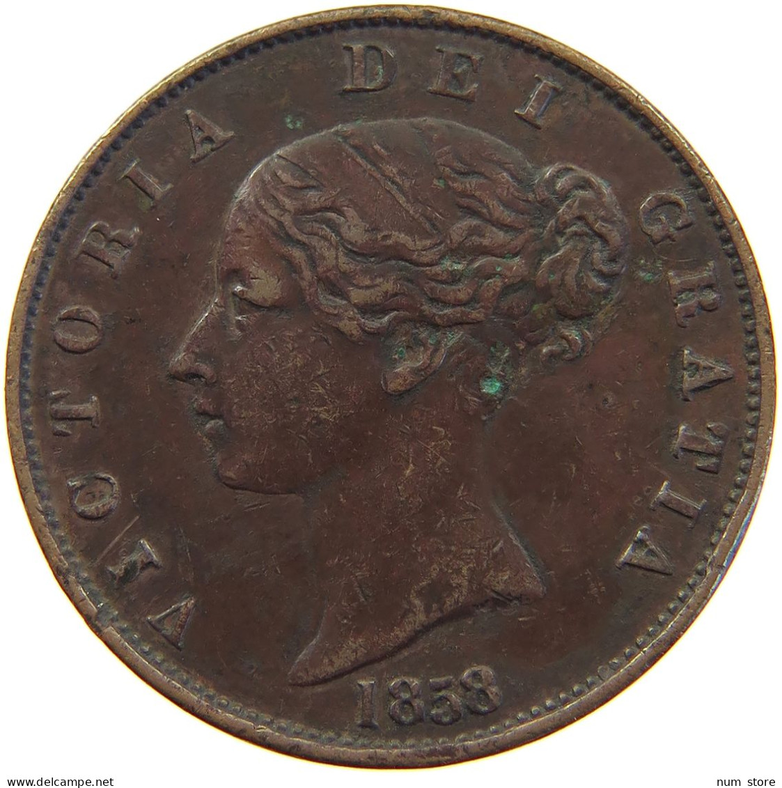 GREAT BRITAIN HALFPENNY 1858 Victoria 1837-1901 #s010 0255 - C. 1/2 Penny