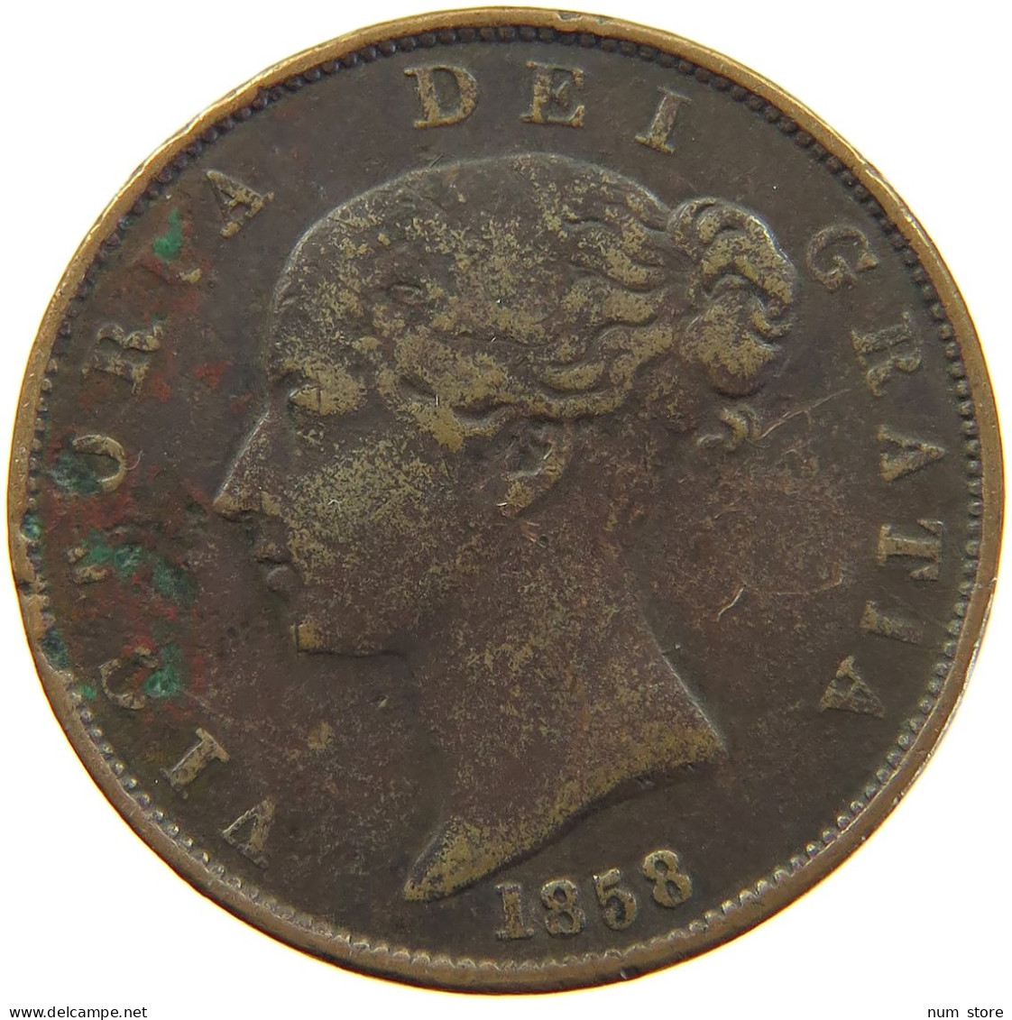 GREAT BRITAIN HALFPENNY 1858 Victoria 1837-1901 #s010 0271 - C. 1/2 Penny