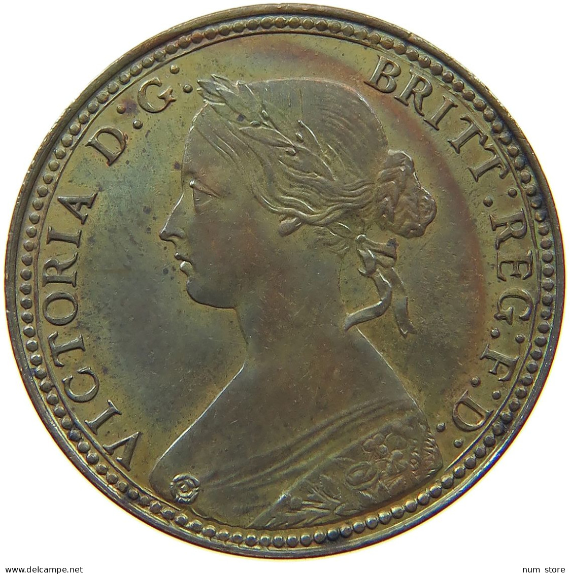 GREAT BRITAIN HALFPENNY 1860 Victoria 1837-1901 #t100 0083 - C. 1/2 Penny