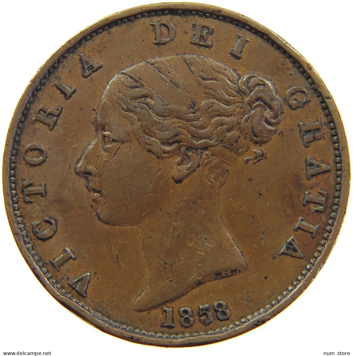 GREAT BRITAIN HALFPENNY 1858 Victoria 1837-1901 #s010 0285 - C. 1/2 Penny