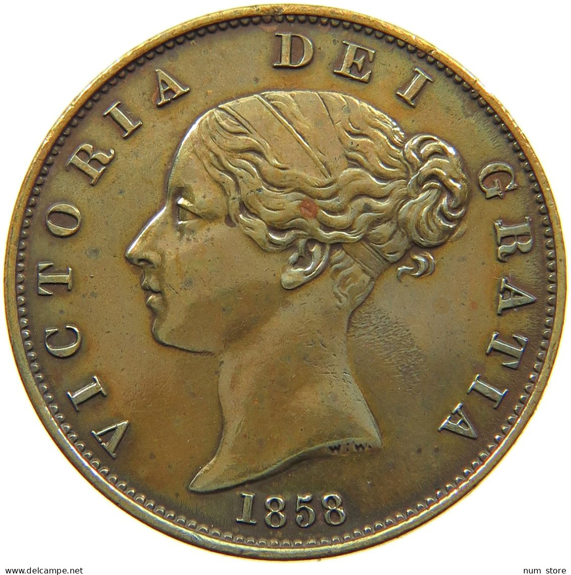 GREAT BRITAIN HALFPENNY 1858 Victoria 1837-1901 #t073 0011 - C. 1/2 Penny