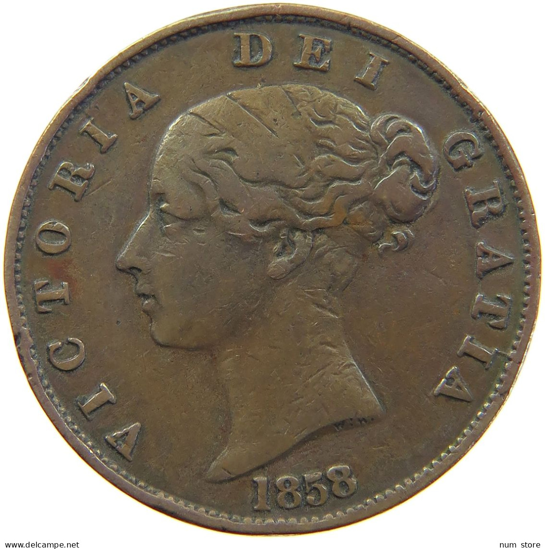 GREAT BRITAIN HALFPENNY 1858 Victoria 1837-1901 #s010 0277 - C. 1/2 Penny