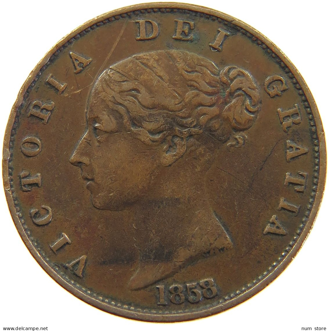 GREAT BRITAIN HALFPENNY 1858 Victoria 1837-1901 #c060 0271 - C. 1/2 Penny