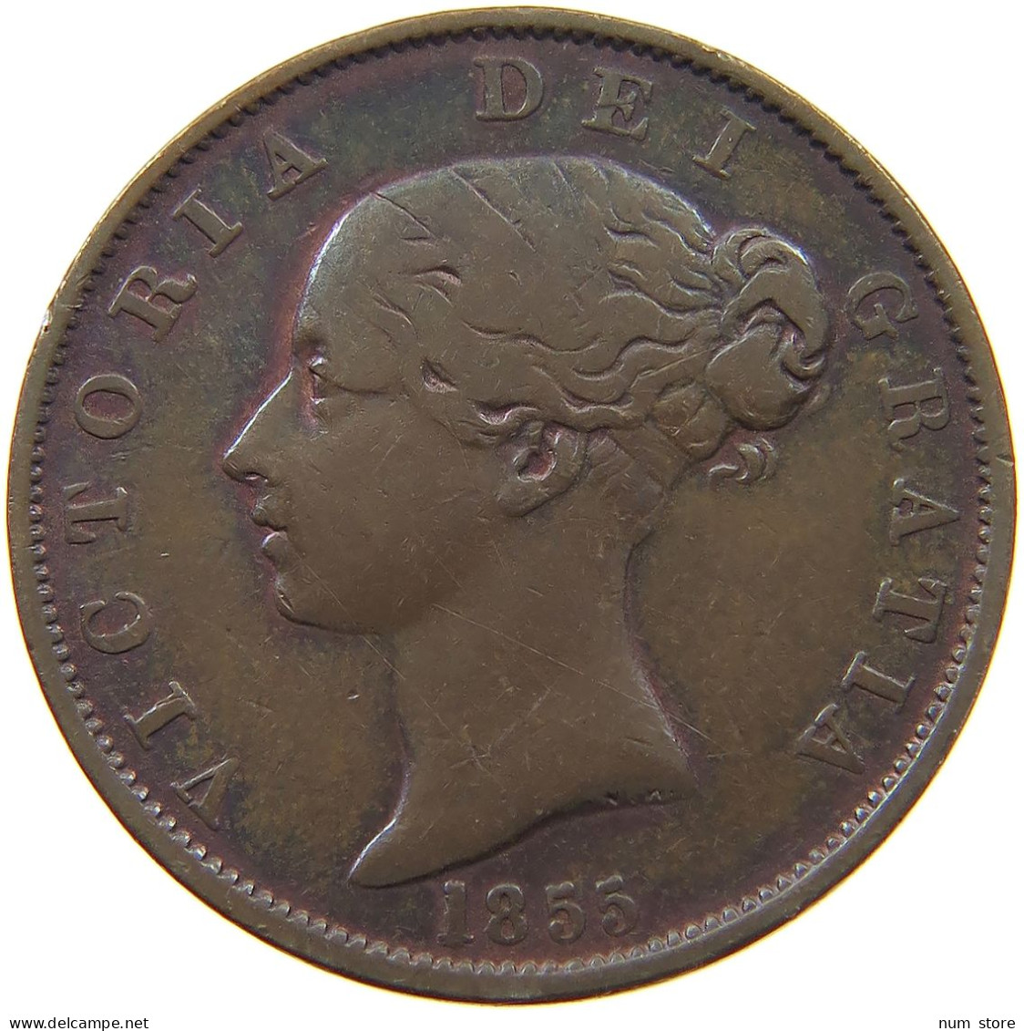 GREAT BRITAIN HALFPENNY 1855 Victoria 1837-1901 #t100 0425 - C. 1/2 Penny