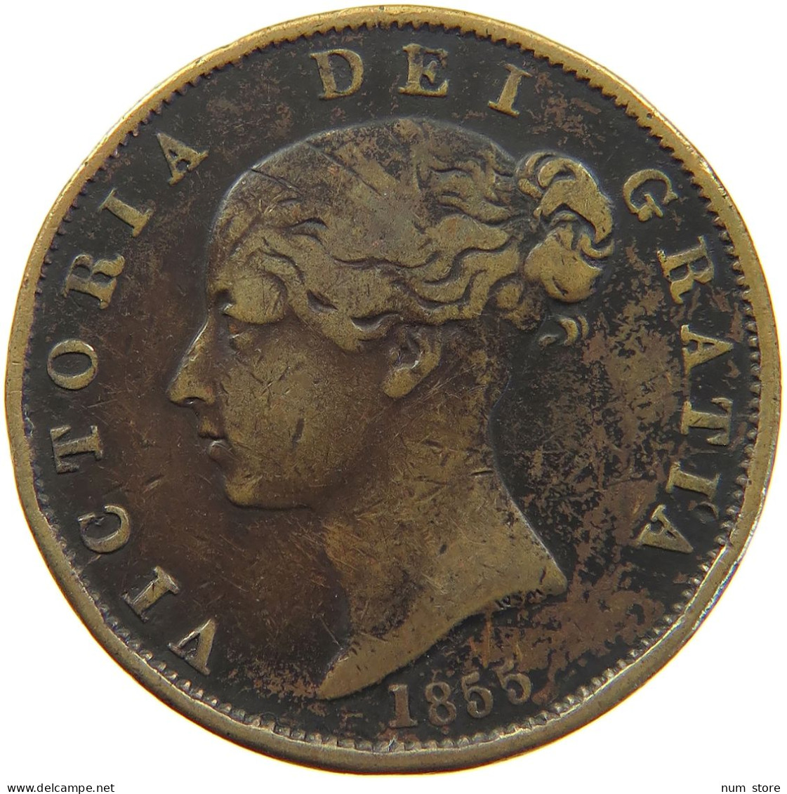 GREAT BRITAIN HALFPENNY 1855 Victoria 1837-1901 #s010 0253 - C. 1/2 Penny