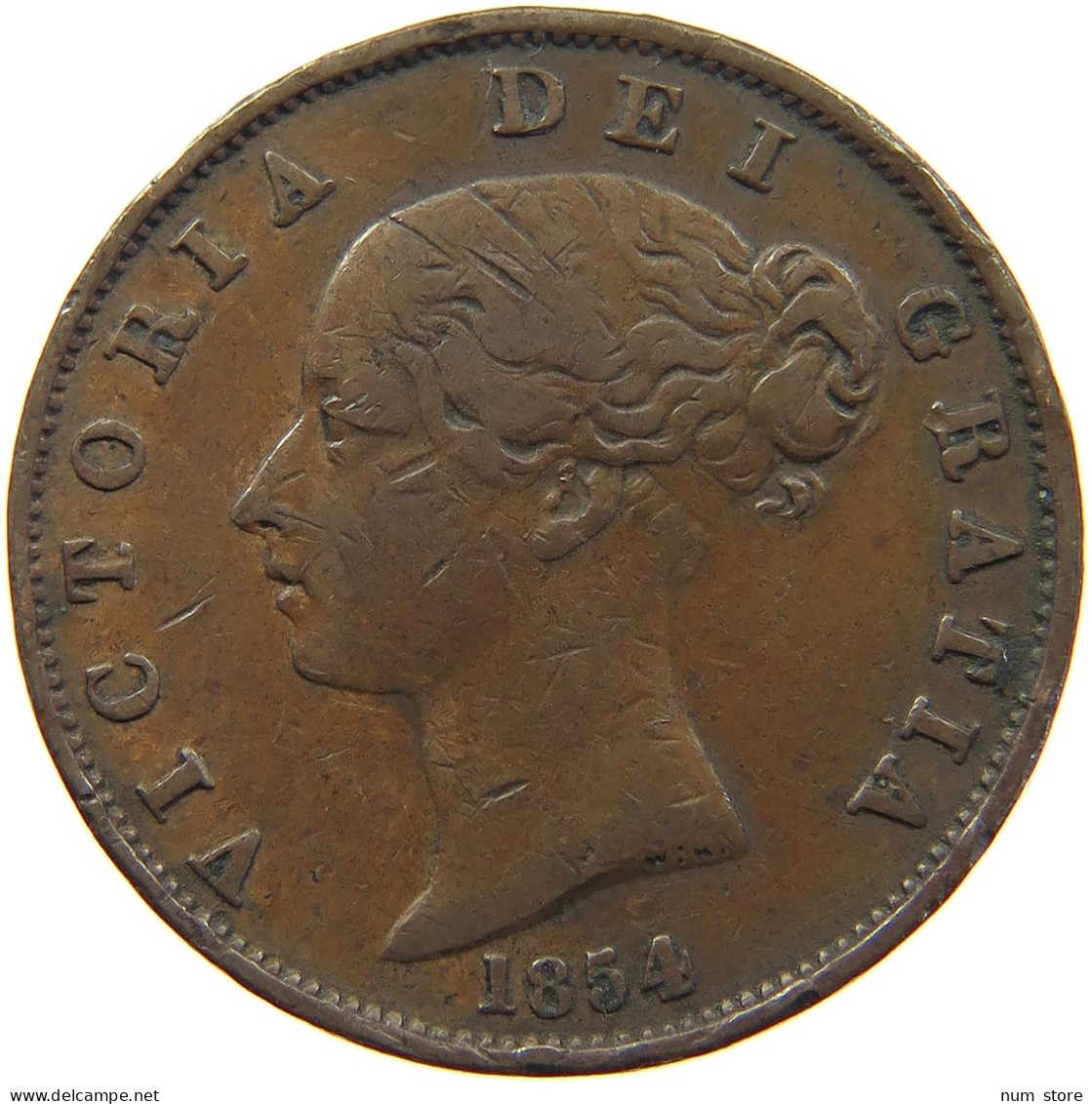 GREAT BRITAIN HALFPENNY 1854 Victoria 1837-1901 #s021 0339 - C. 1/2 Penny