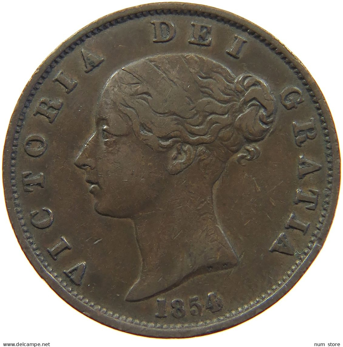 GREAT BRITAIN HALFPENNY 1854 Victoria 1837-1901 #s018 0183 - C. 1/2 Penny