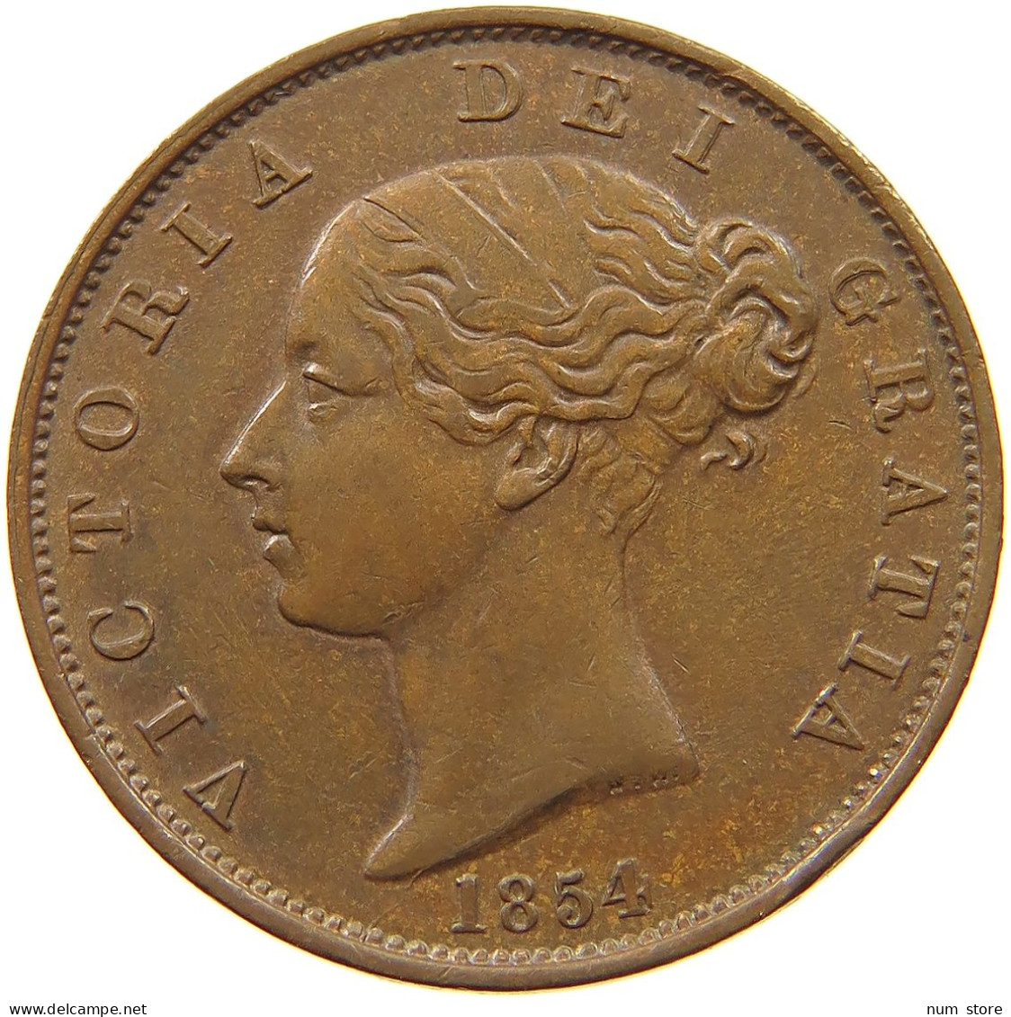 GREAT BRITAIN HALFPENNY 1854 Victoria 1837-1901 #t100 0335 - C. 1/2 Penny