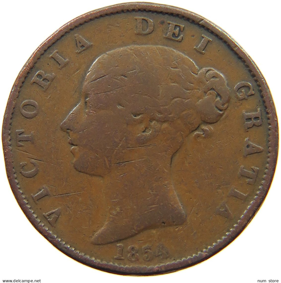 GREAT BRITAIN HALFPENNY 1854 Victoria 1837-1901 #a095 0235 - C. 1/2 Penny