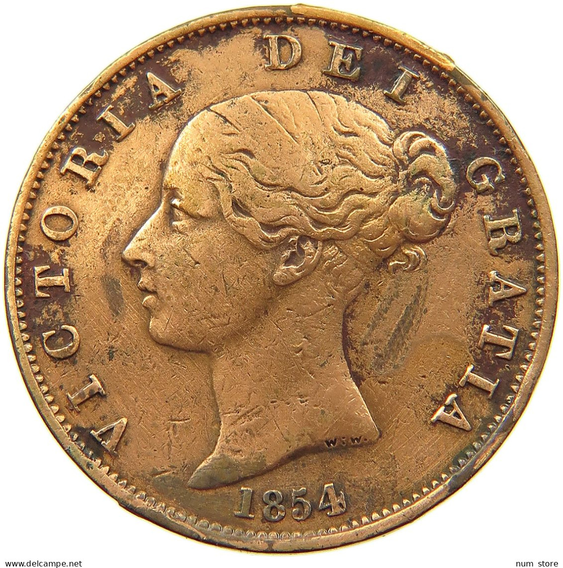 GREAT BRITAIN HALFPENNY 1854 Victoria 1837-1901 #a008 0135 - C. 1/2 Penny
