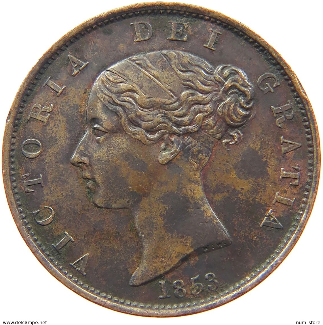 GREAT BRITAIN HALFPENNY 1853 Victoria 1837-1901 #t017 0229 - C. 1/2 Penny