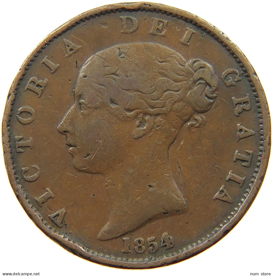 GREAT BRITAIN HALFPENNY 1854 Victoria 1837-1901 #a009 0075 - C. 1/2 Penny