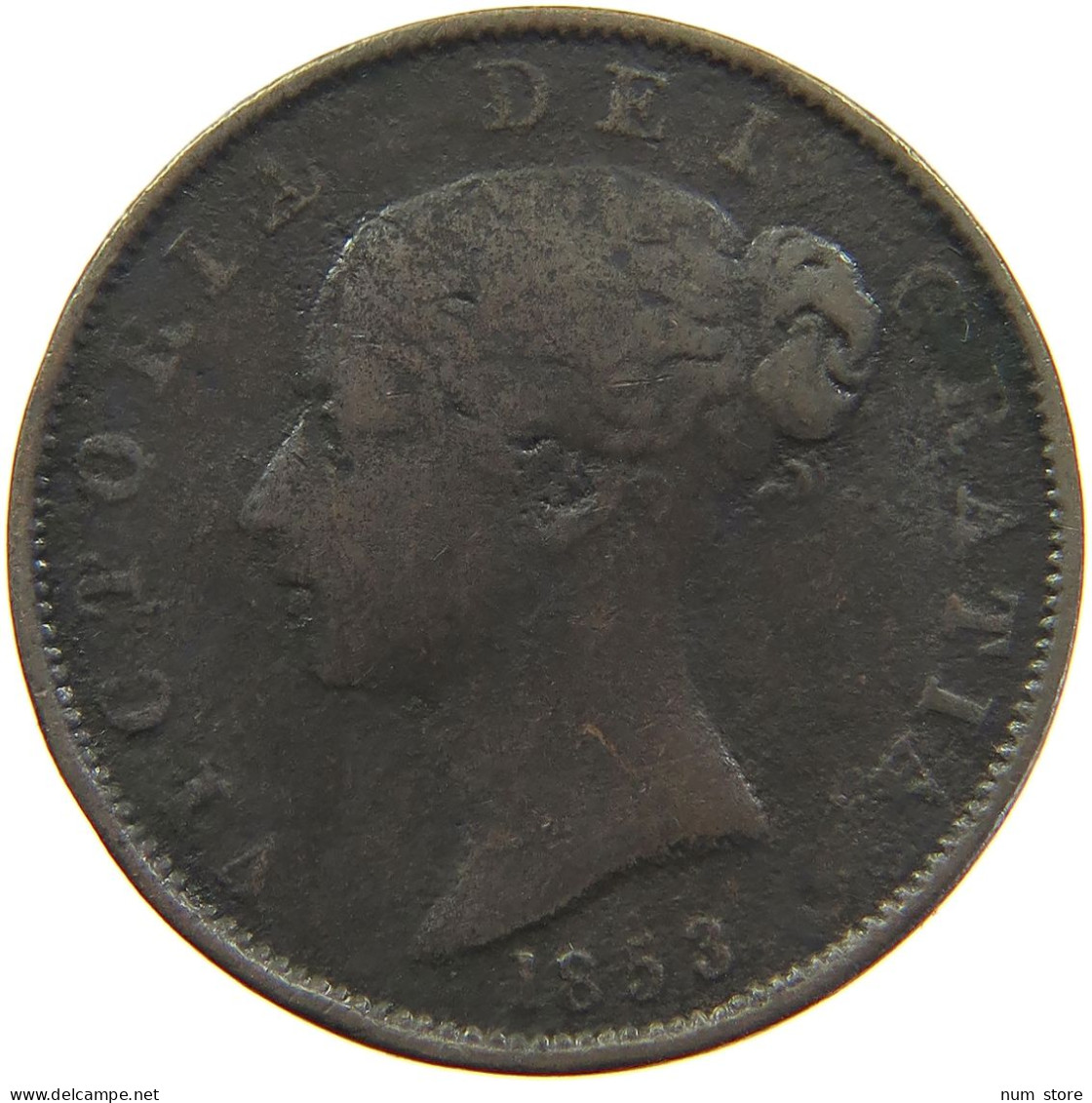 GREAT BRITAIN HALFPENNY 1853 Victoria 1837-1901 #s010 0275 - C. 1/2 Penny