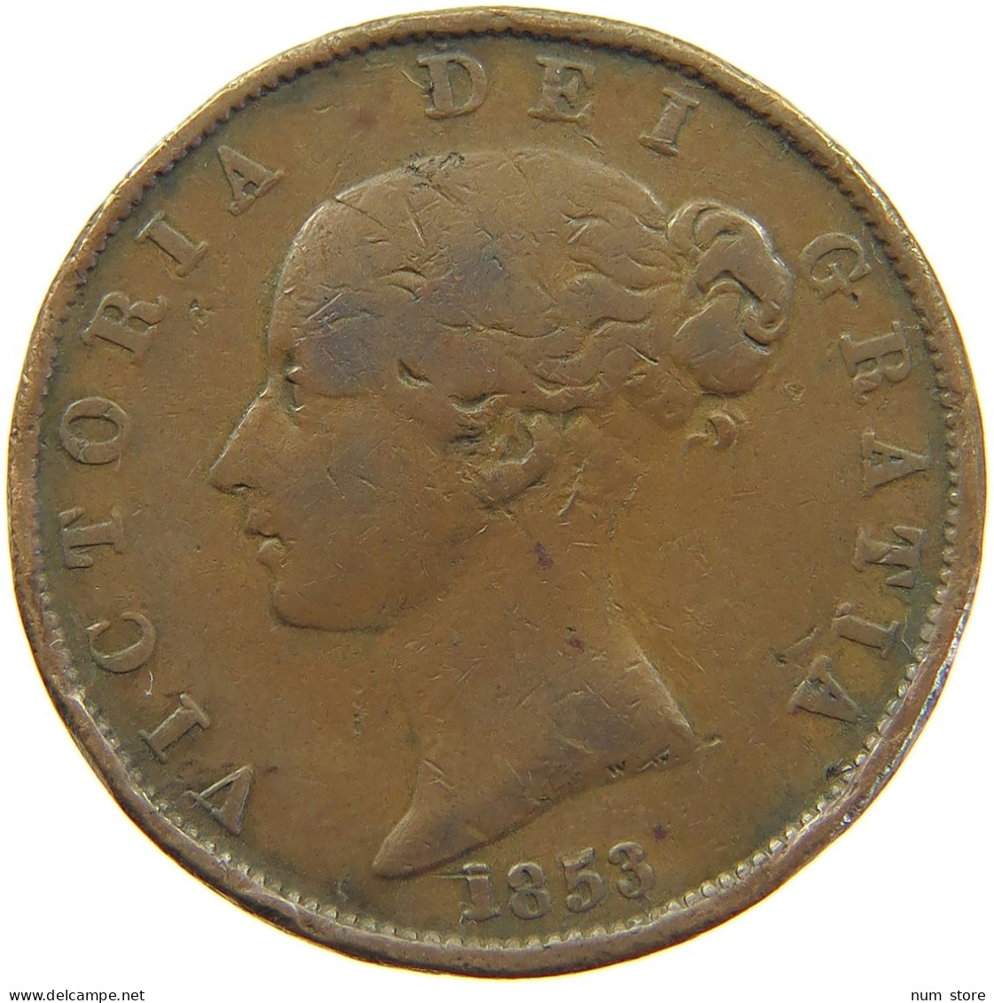 GREAT BRITAIN HALFPENNY 1853 Victoria 1837-1901 #s009 0245 - C. 1/2 Penny