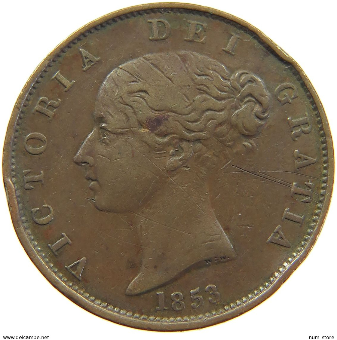 GREAT BRITAIN HALFPENNY 1853 Victoria 1837-1901 #s009 0241 - C. 1/2 Penny