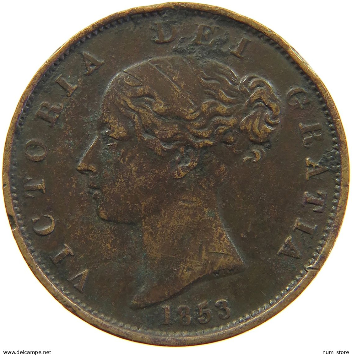 GREAT BRITAIN HALFPENNY 1853 Victoria 1837-1901 #s010 0249 - C. 1/2 Penny