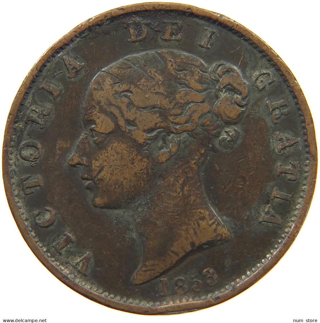 GREAT BRITAIN HALFPENNY 1853 Victoria 1837-1901 #c020 0215 - C. 1/2 Penny