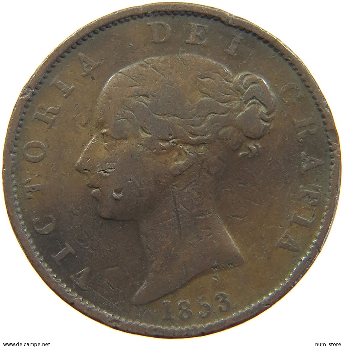 GREAT BRITAIN HALFPENNY 1853 Victoria 1837-1901 #c046 0073 - C. 1/2 Penny
