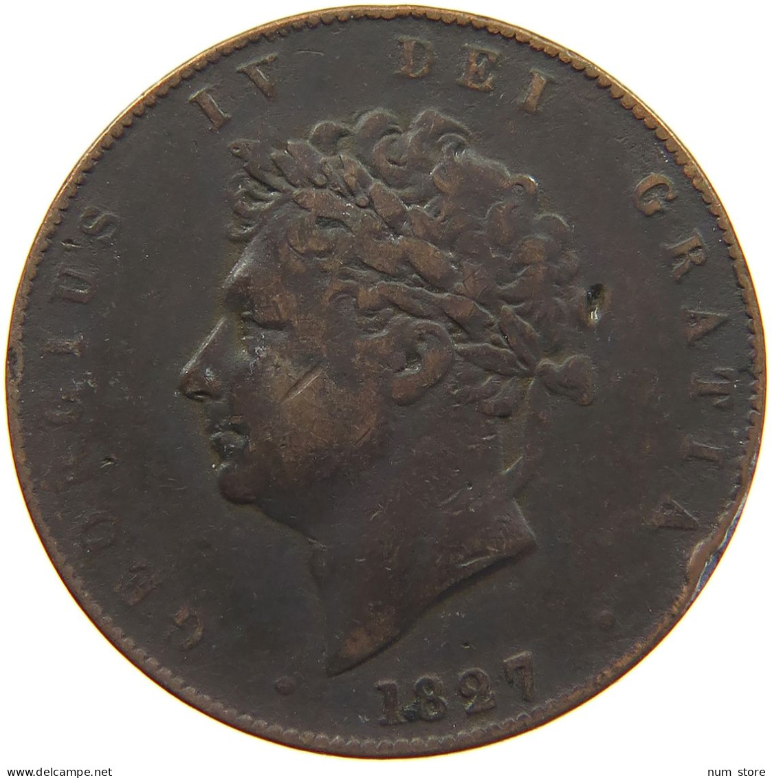 GREAT BRITAIN HALFPENNY 1827 GEORGE IV. (1820-1830) #c015 0297 - C. 1/2 Penny