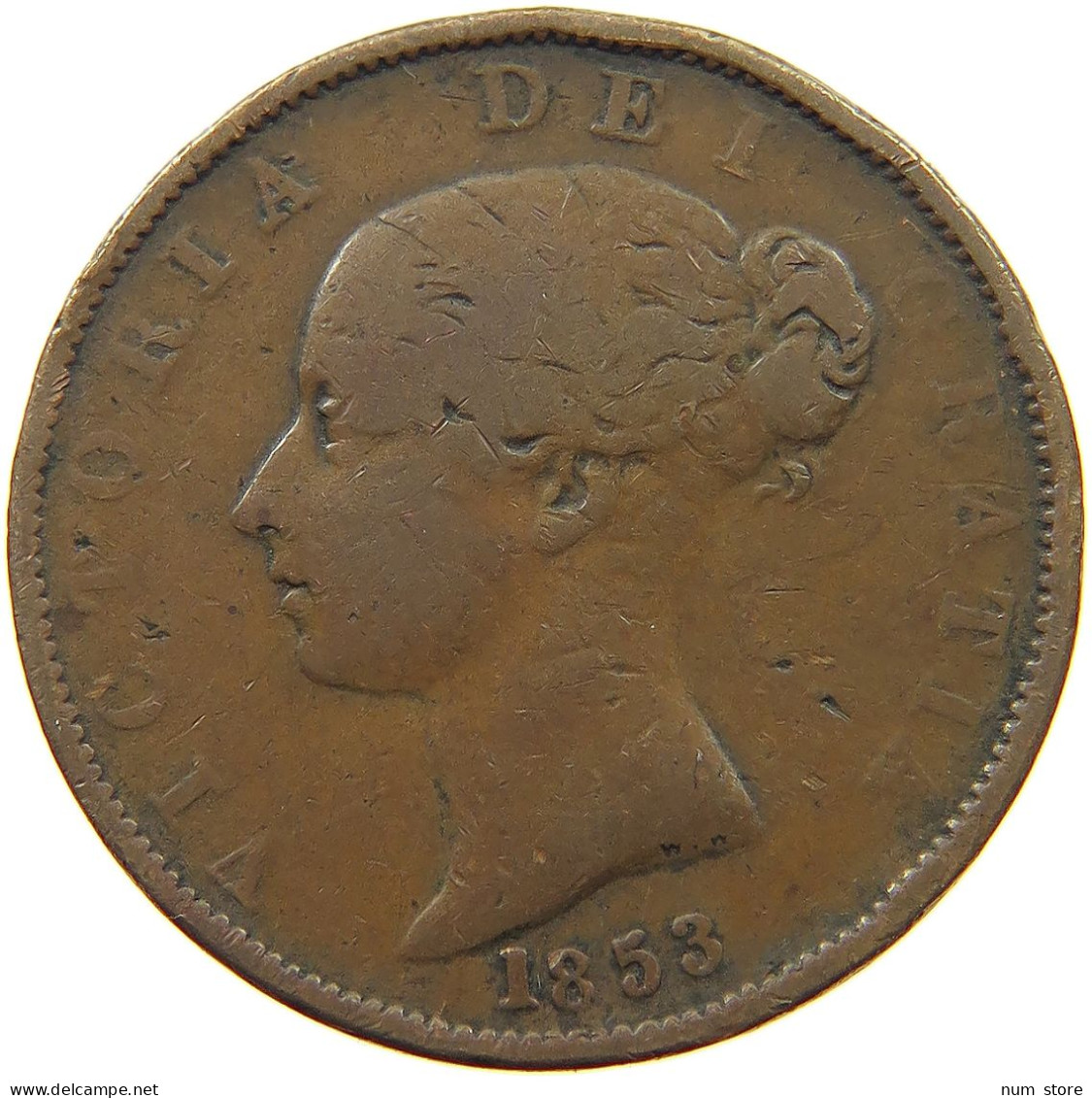 GREAT BRITAIN HALFPENNY 1853 Victoria 1837-1901 #a009 0073 - C. 1/2 Penny