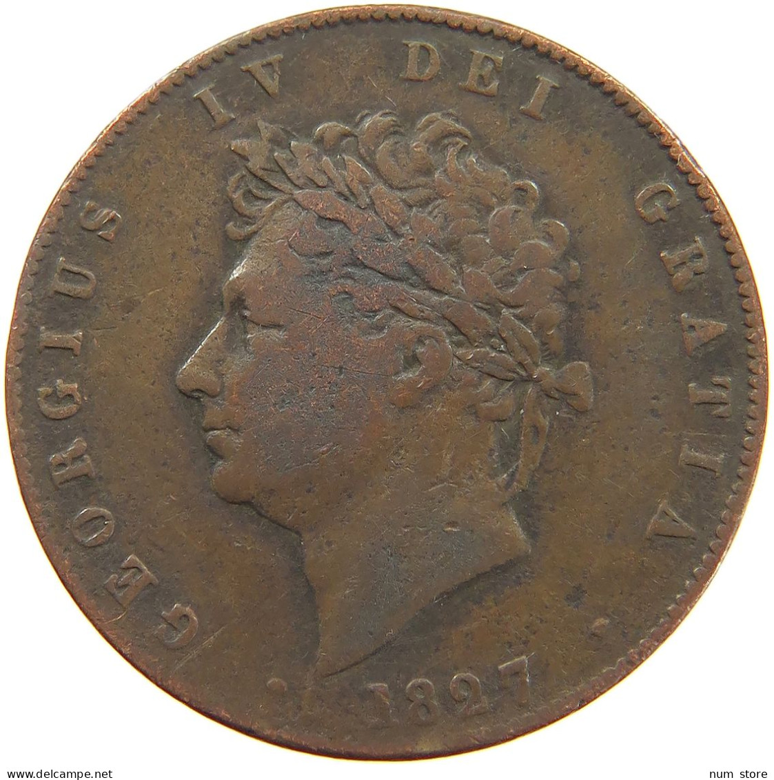 GREAT BRITAIN HALFPENNY 1827 GEORGE IV. (1820-1830) #a084 0191 - C. 1/2 Penny