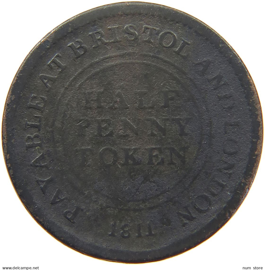 GREAT BRITAIN HALFPENNY 1811 GEORGE III. 1760-1820 BRISTOL #c054 0301 - B. 1/2 Penny