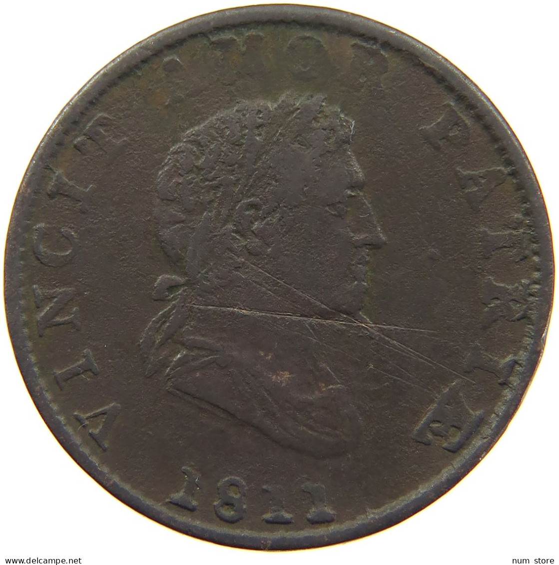 GREAT BRITAIN HALFPENNY 1811 GEORGE III. 1760-1820 Walthamstow ESSEX #t158 0013 - B. 1/2 Penny