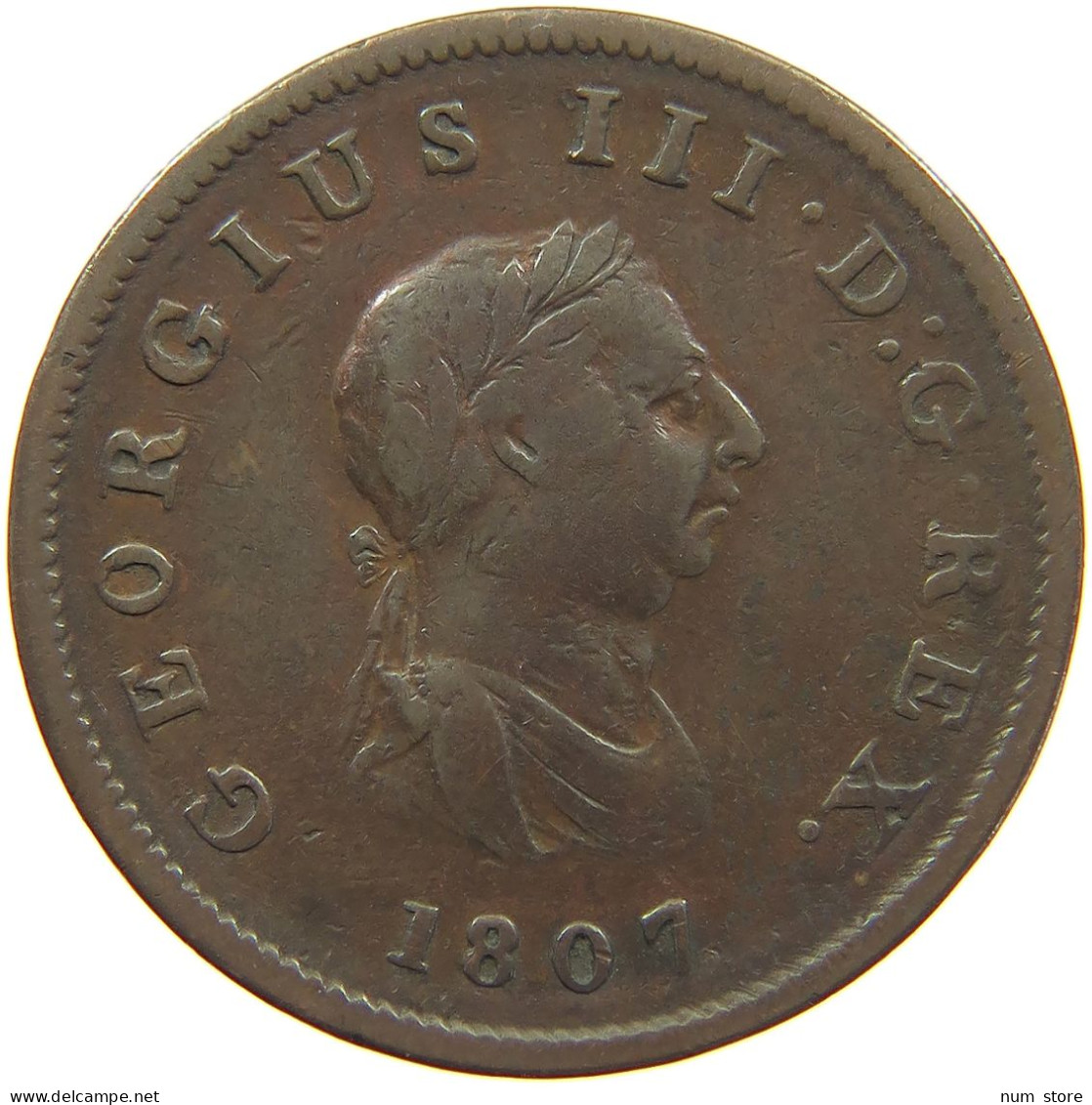 GREAT BRITAIN HALFPENNY 1807 GEORGE III. 1760-1820 #c021 0161 - B. 1/2 Penny