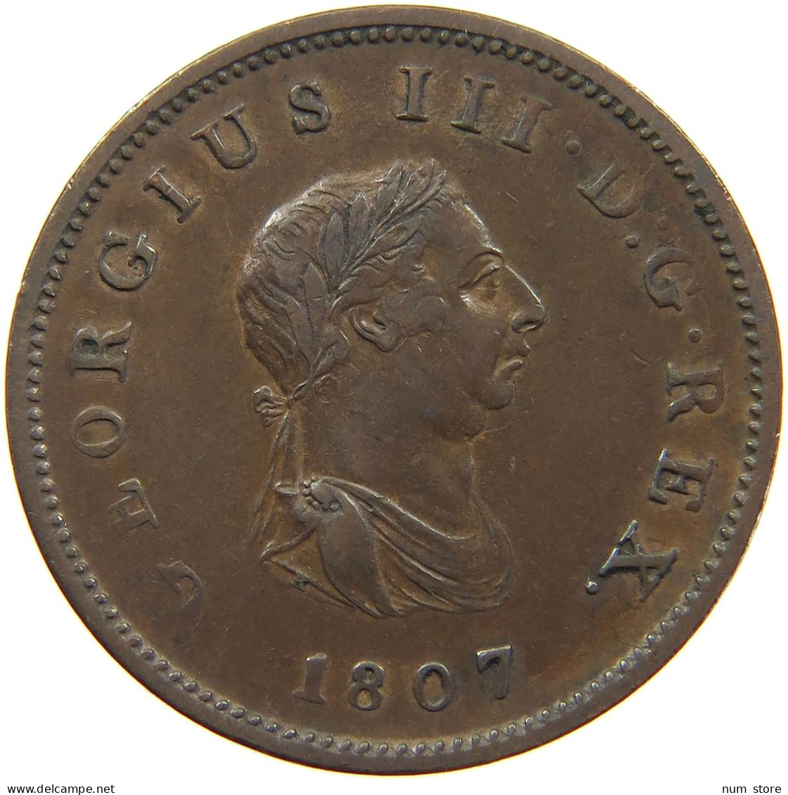 GREAT BRITAIN HALFPENNY 1807 GEORGE III. 1760-1820 #t158 0011 - B. 1/2 Penny