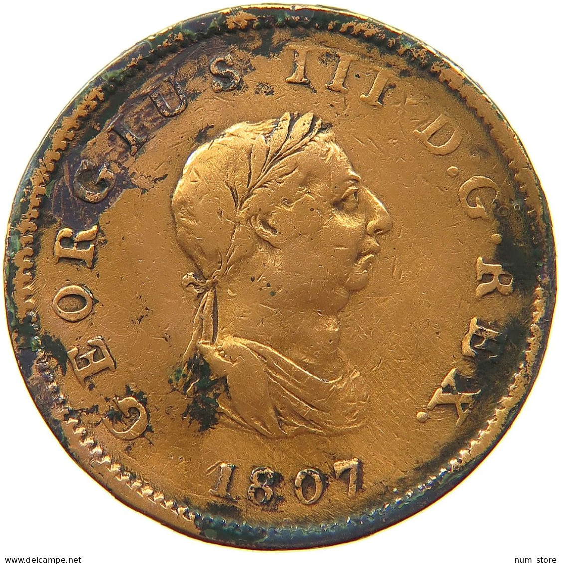 GREAT BRITAIN HALFPENNY 1807 GEORGE III. 1760-1820 #a009 0227 - B. 1/2 Penny