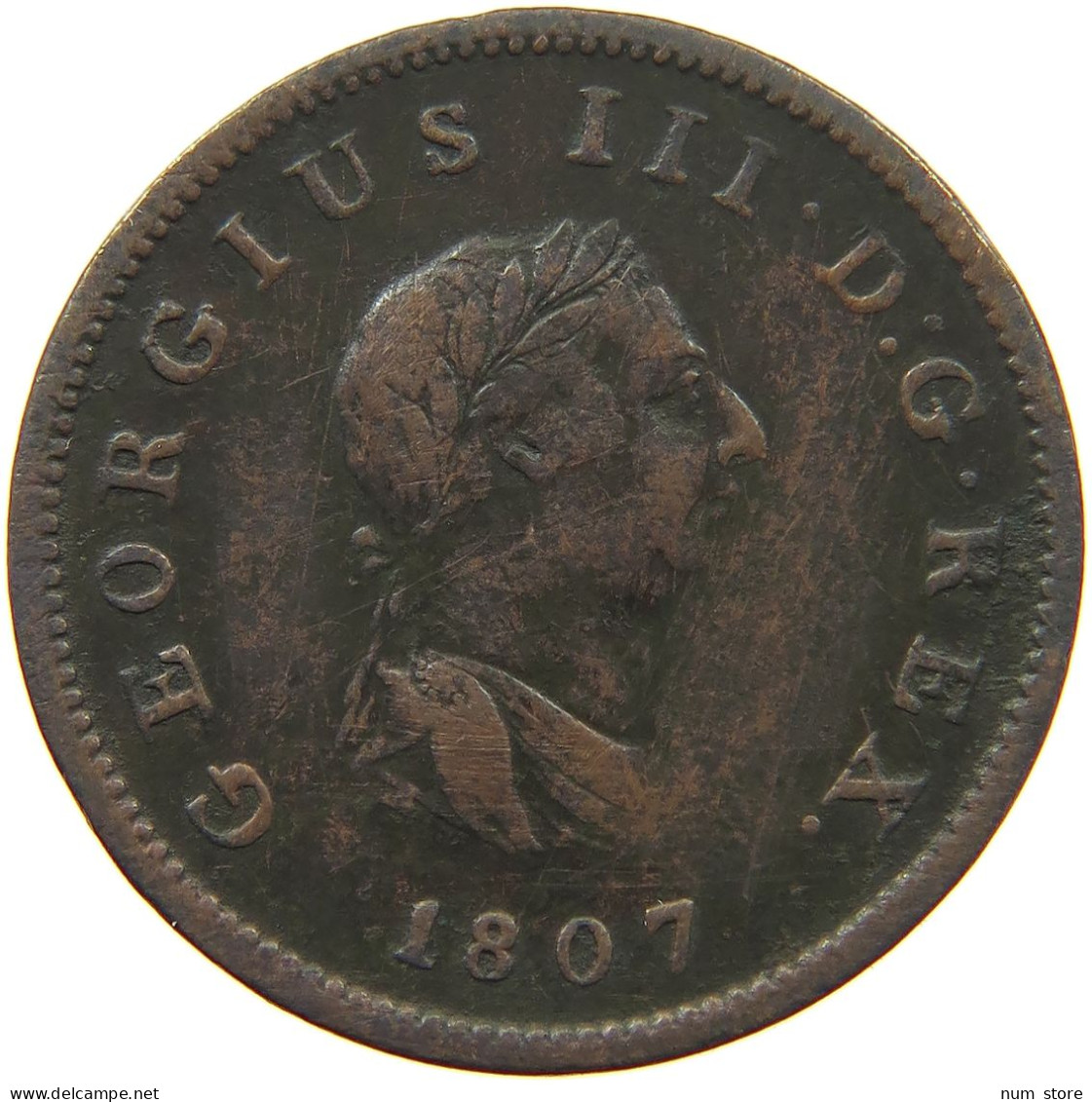 GREAT BRITAIN HALFPENNY 1807 GEORGE III. 1760-1820 #c008 0417 - B. 1/2 Penny