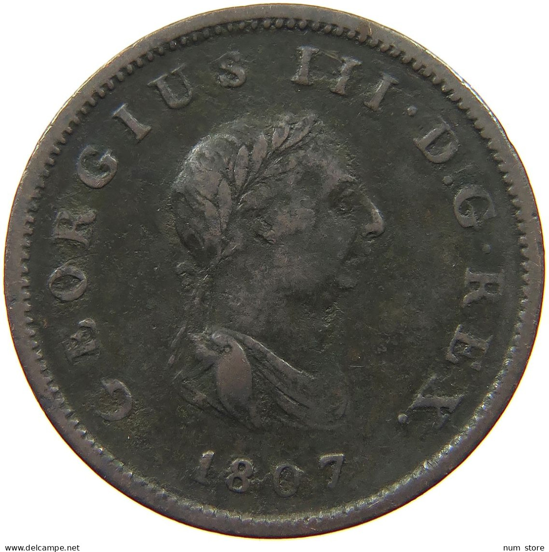 GREAT BRITAIN HALFPENNY 1807 GEORGE III. 1760-1820 #a009 0241 - B. 1/2 Penny