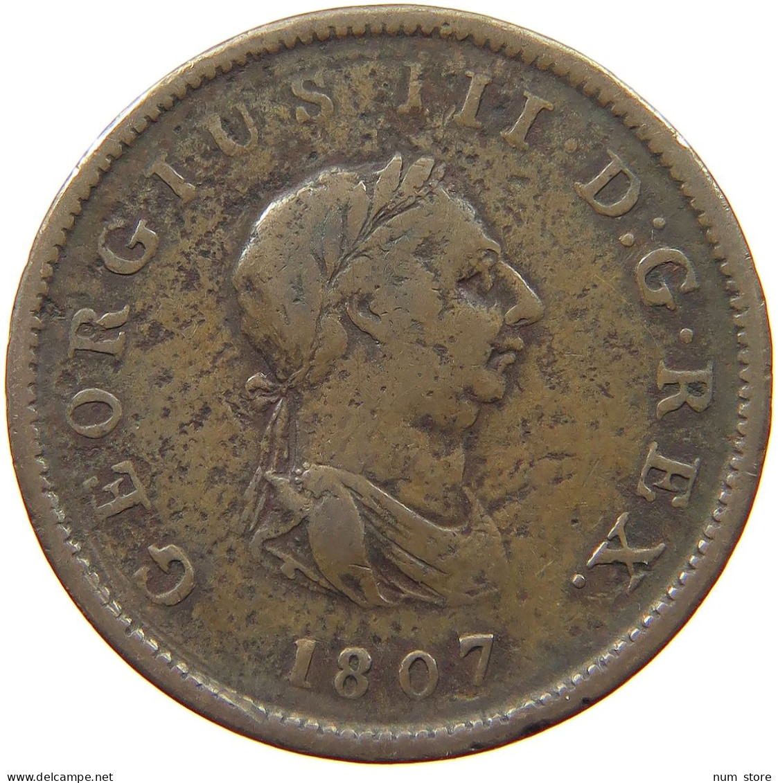 GREAT BRITAIN HALFPENNY 1807 GEORGE III. 1760-1820 #a009 0059 - B. 1/2 Penny