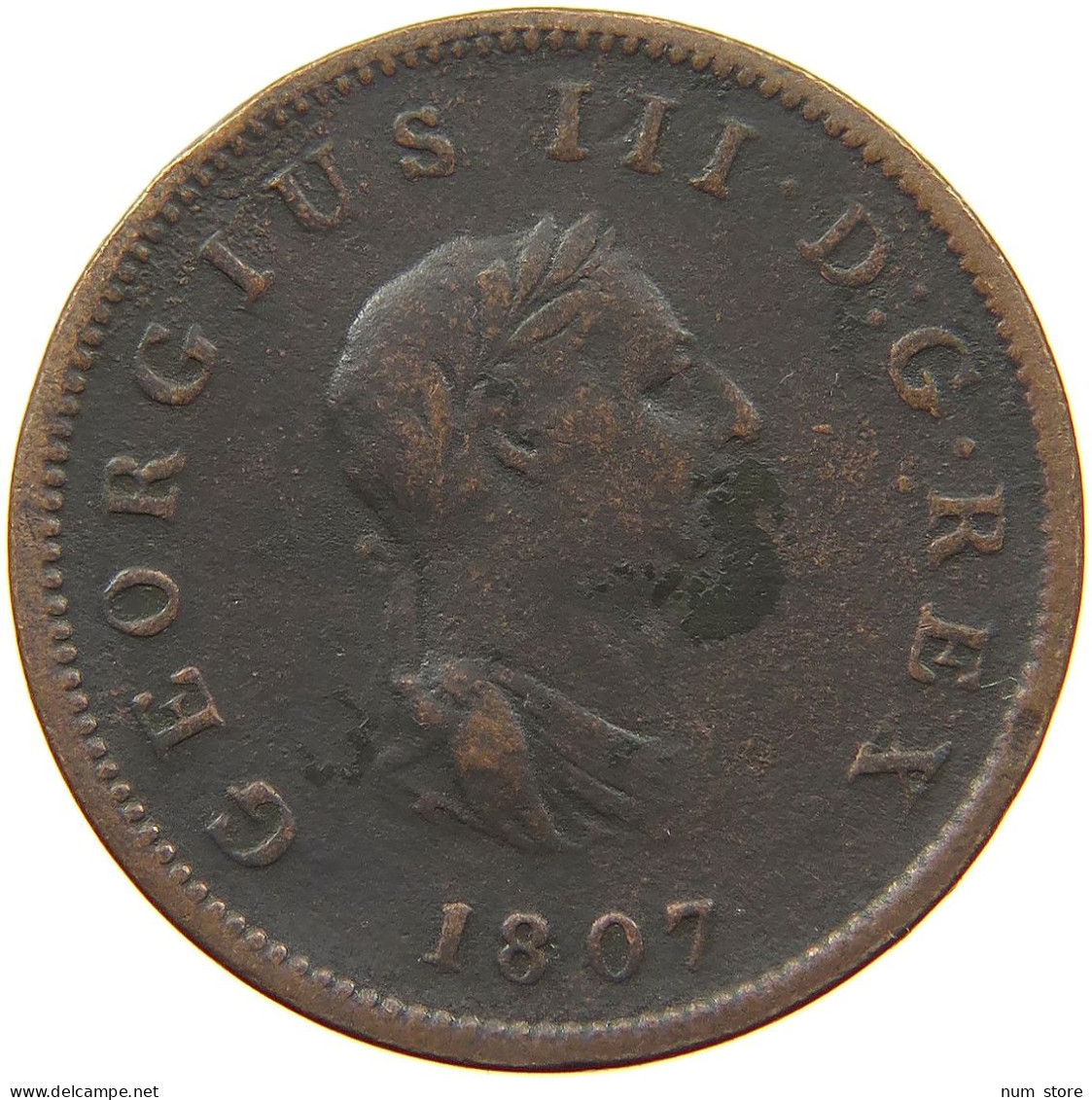 GREAT BRITAIN HALFPENNY 1807 GEORGE III. 1760-1820 #a008 0141 - B. 1/2 Penny