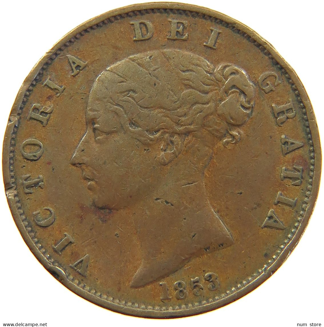 GREAT BRITAIN HALFPENNY 1853 Victoria 1837-1901 #s010 0267 - C. 1/2 Penny