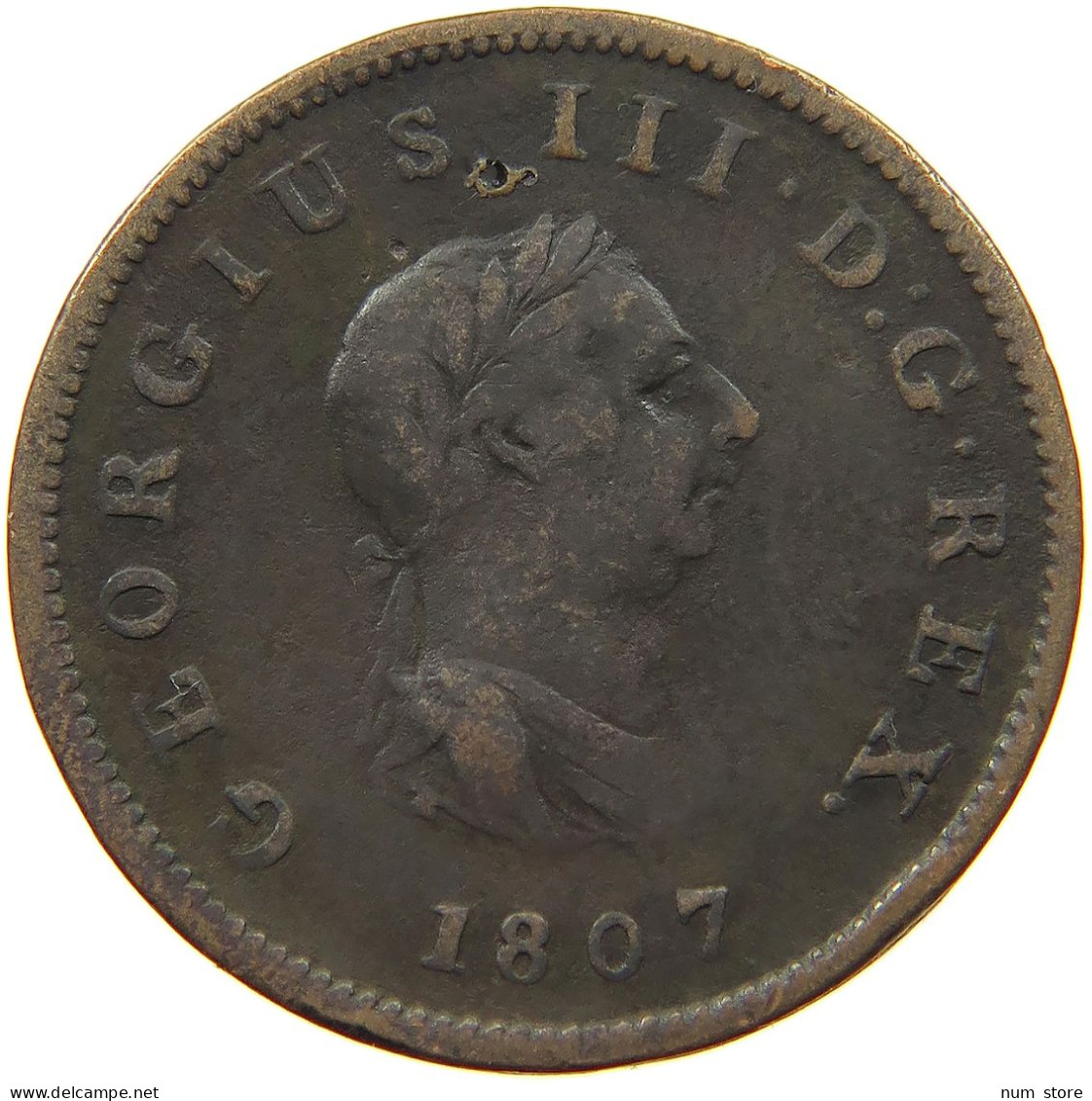 GREAT BRITAIN HALFPENNY 1807 GEORGE III. 1760-1820 #a009 0101 - B. 1/2 Penny